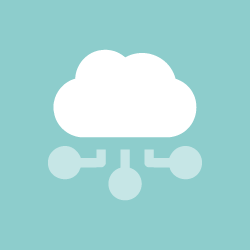 Symbol einer Wolke mit verbundenen Knoten, die zentrale Bestellabwicklung darstellen.