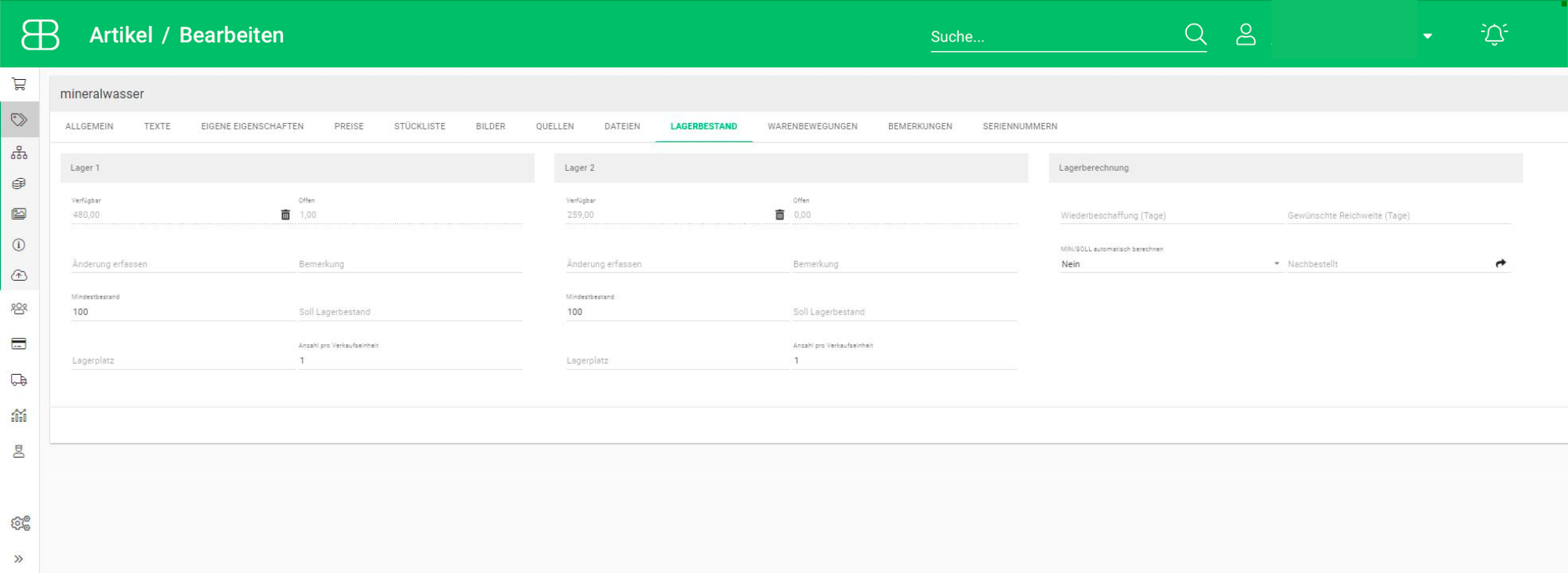 Screenshot aus Billbee mit mehreren Laern