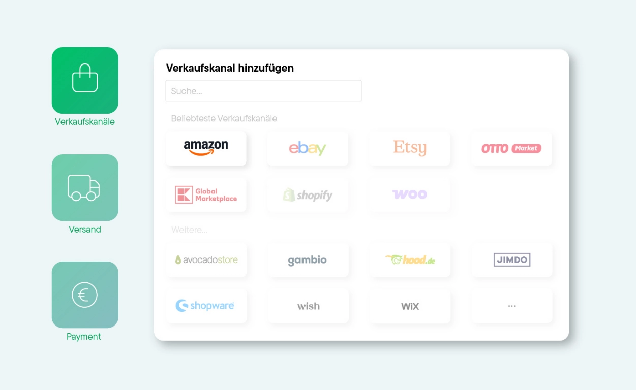 Billbee Oberfläche: Amazon als Verkaufskanal hinzufügen