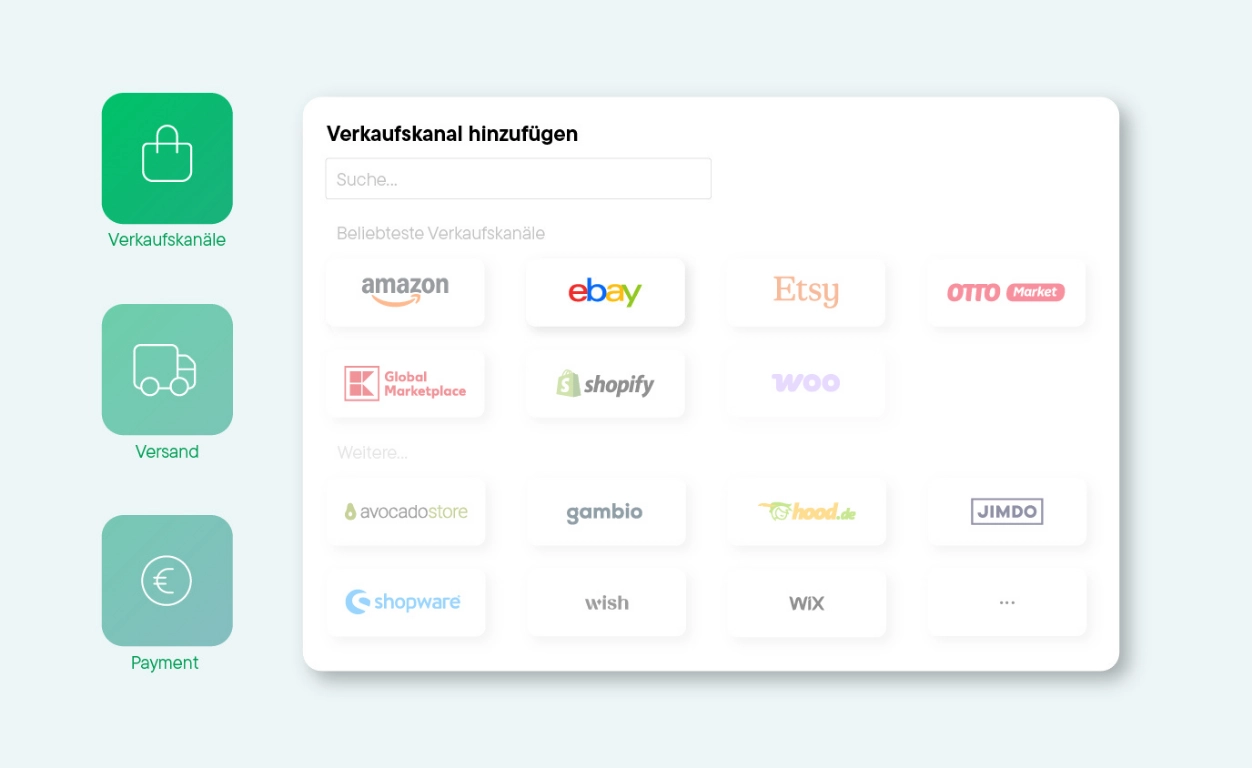 Billbee Oberfläche: eBay als Verkaufskanal hinzufügen