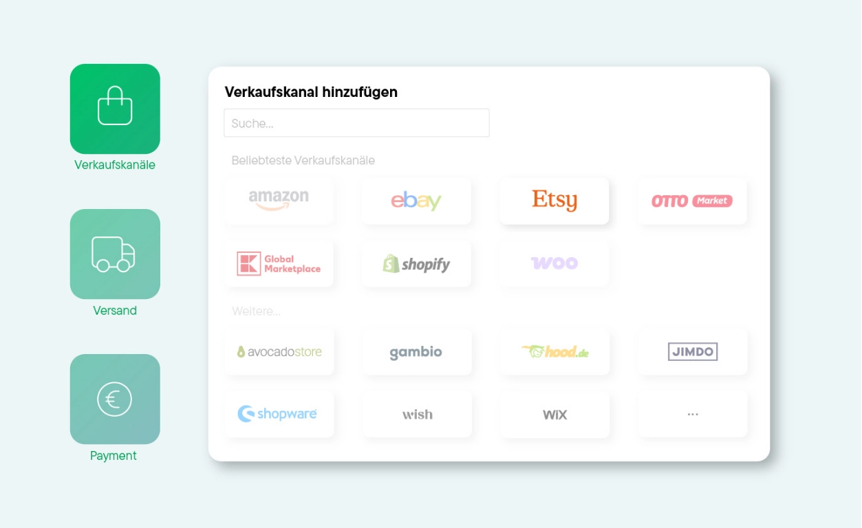 Billbee Oberfläche: Etsy als Verkaufskanal hinzufügen