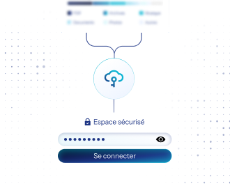 Interface de connexion sécurisée avec champ de mot de passe masqué et bouton bleu Se connecter.