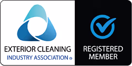 Exterior Cleaning Industry Association logo next to a registered member checkmark badge.