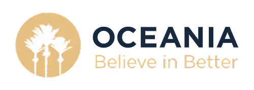 Logo of Oceania healthcare with a stylized symbol above the text.