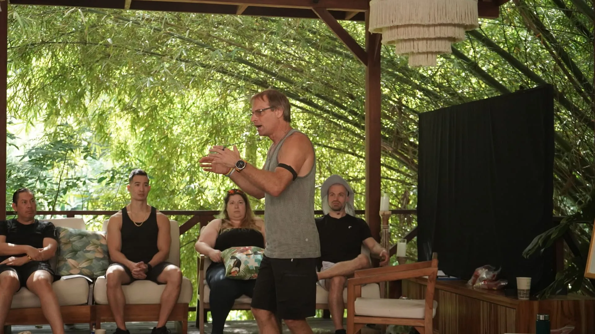 Retreat session under the bamboo
