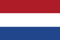Flag of the Netherlands with horizontal stripes of red, white, and blue.