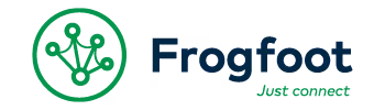 Frogfoot logo with a green circular network icon and the tagline 'Just connect'.