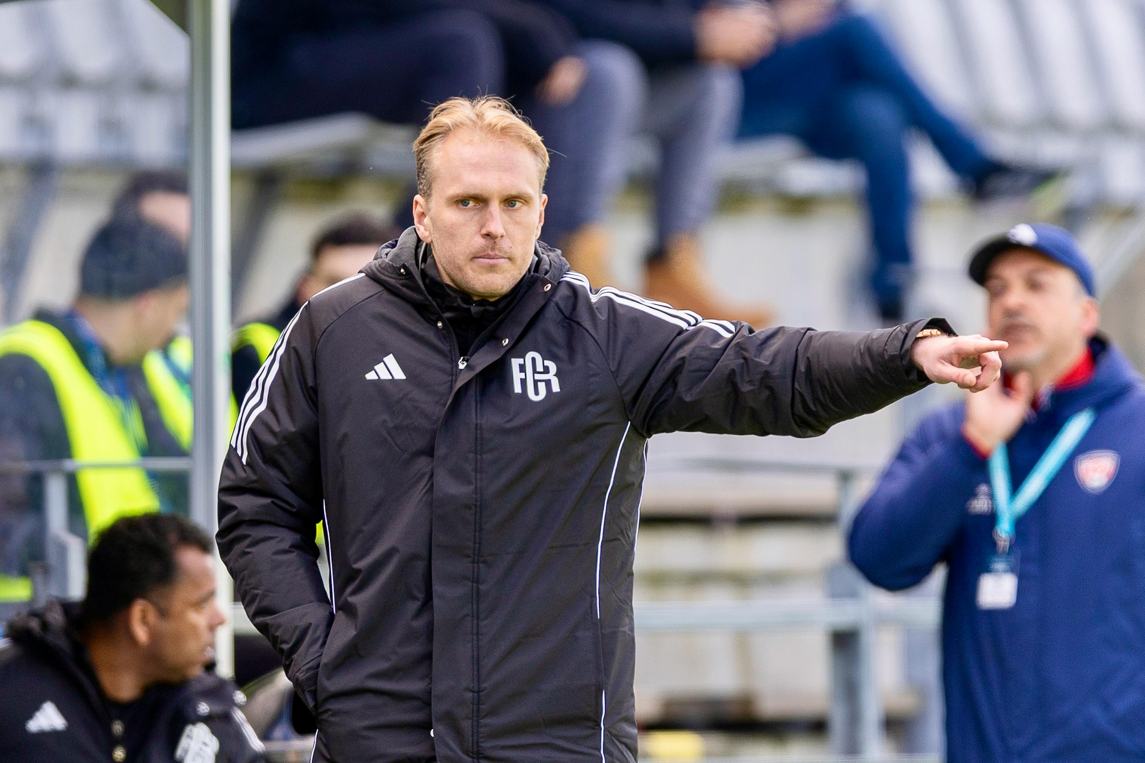 FC Rosengård head coach William Bergendahl during the Ettan match between FC Rosengård and Lunds BK at Malmö IP, Malmö, Sweden. FC Rosengård-Lunds BK, April 4, 2026. Photo by Mauri Forsblom.