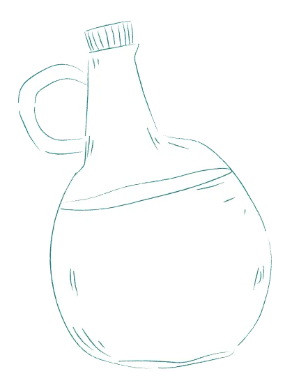 Line drawing of a round-bottomed vessel with a narrow neck and handle.