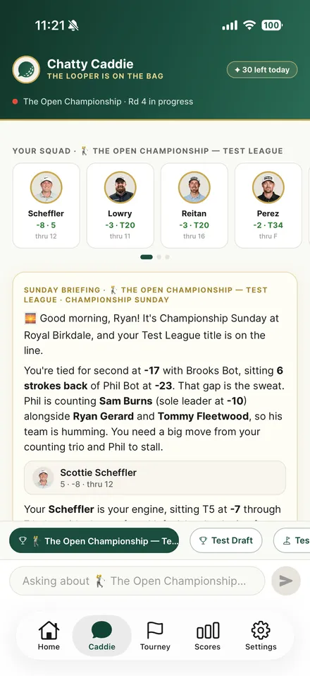 Chatty Caddie AI screen