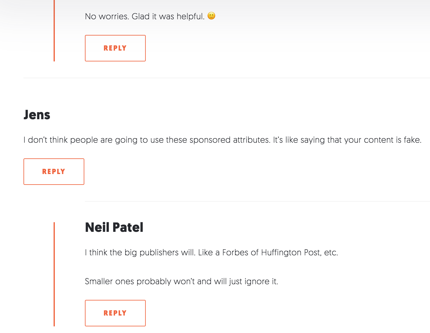Neil Patel Comment Section