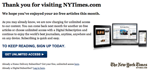 New York Times Freemium Paywall Model