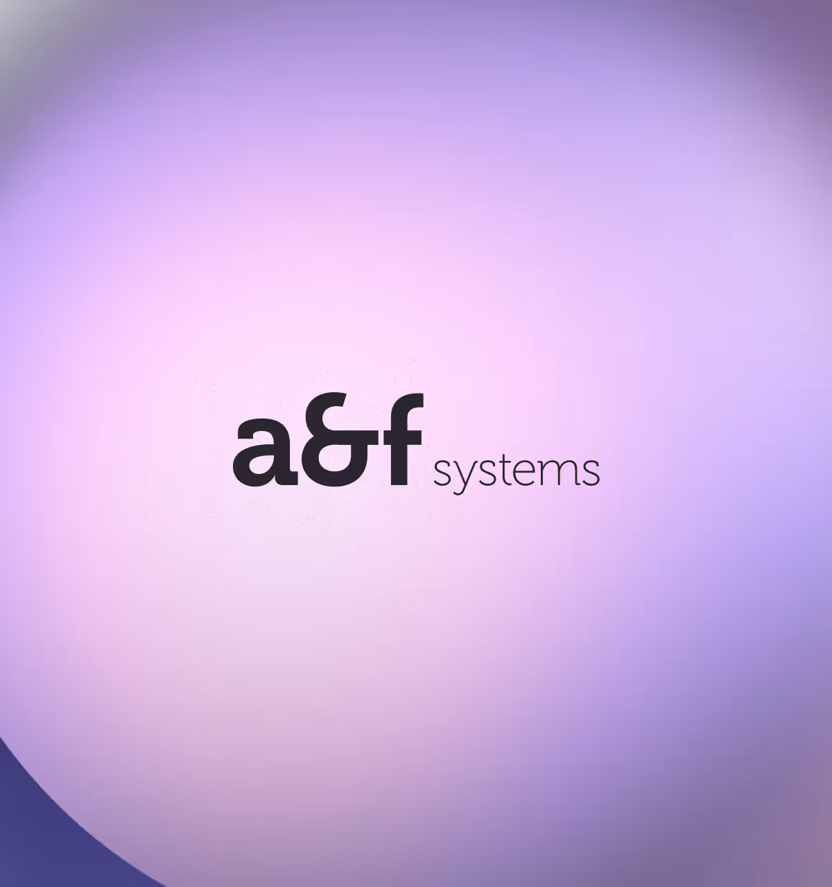 Logo von a&f systems auf lila Verlaufshintergrund