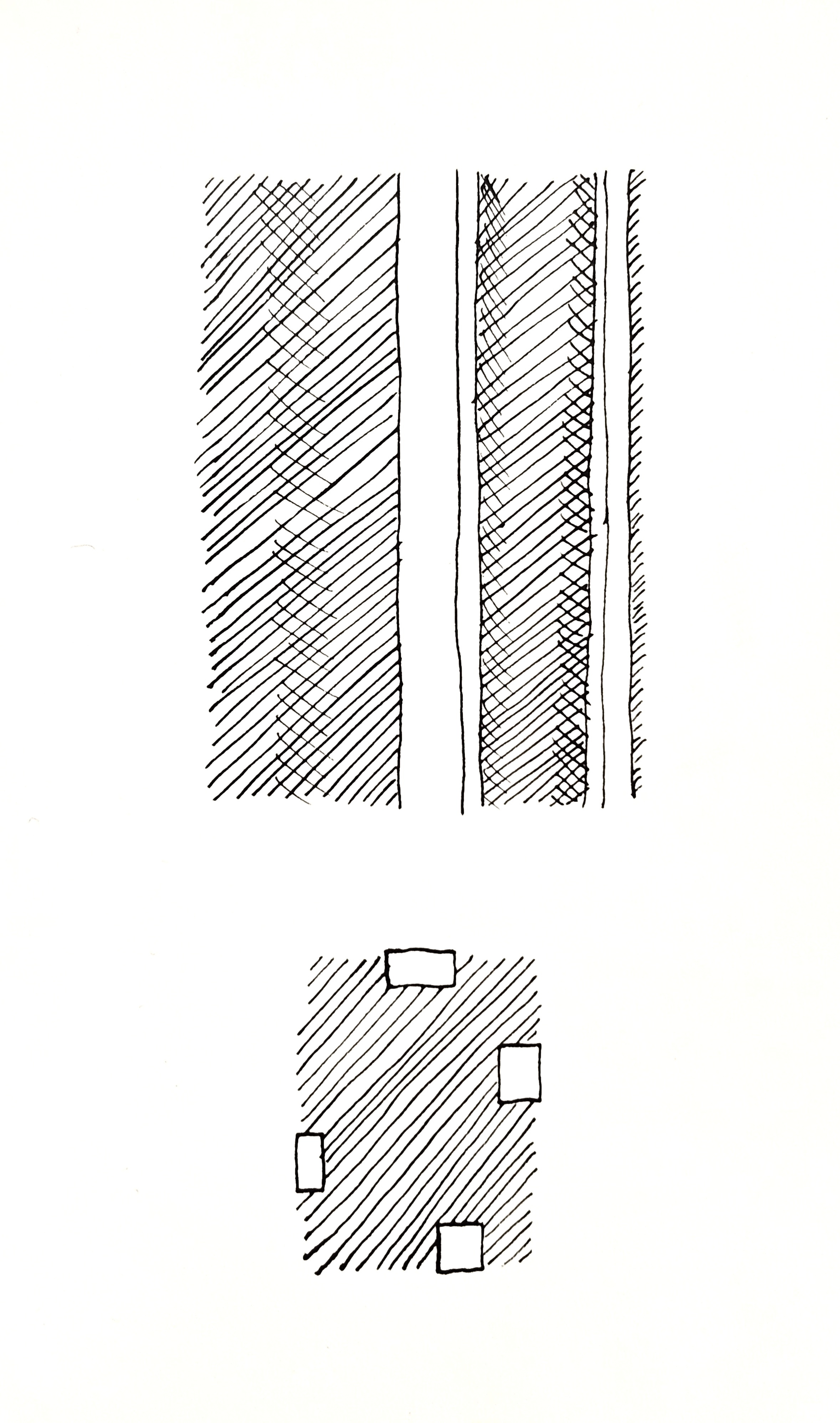 Pattern study drawing that informed the L05 shelf structure