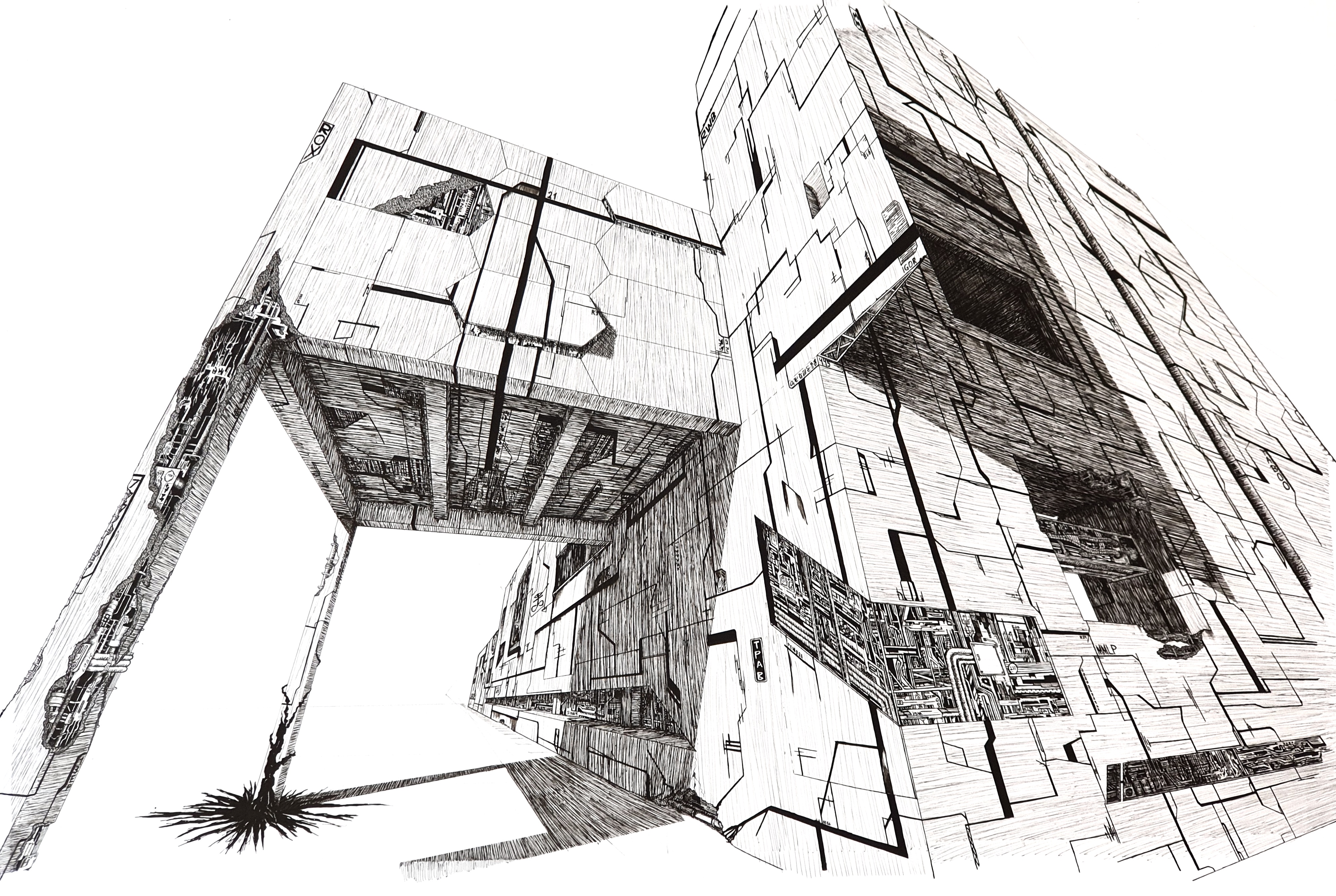 Close-up of the monochrome palette in the U01 drawing