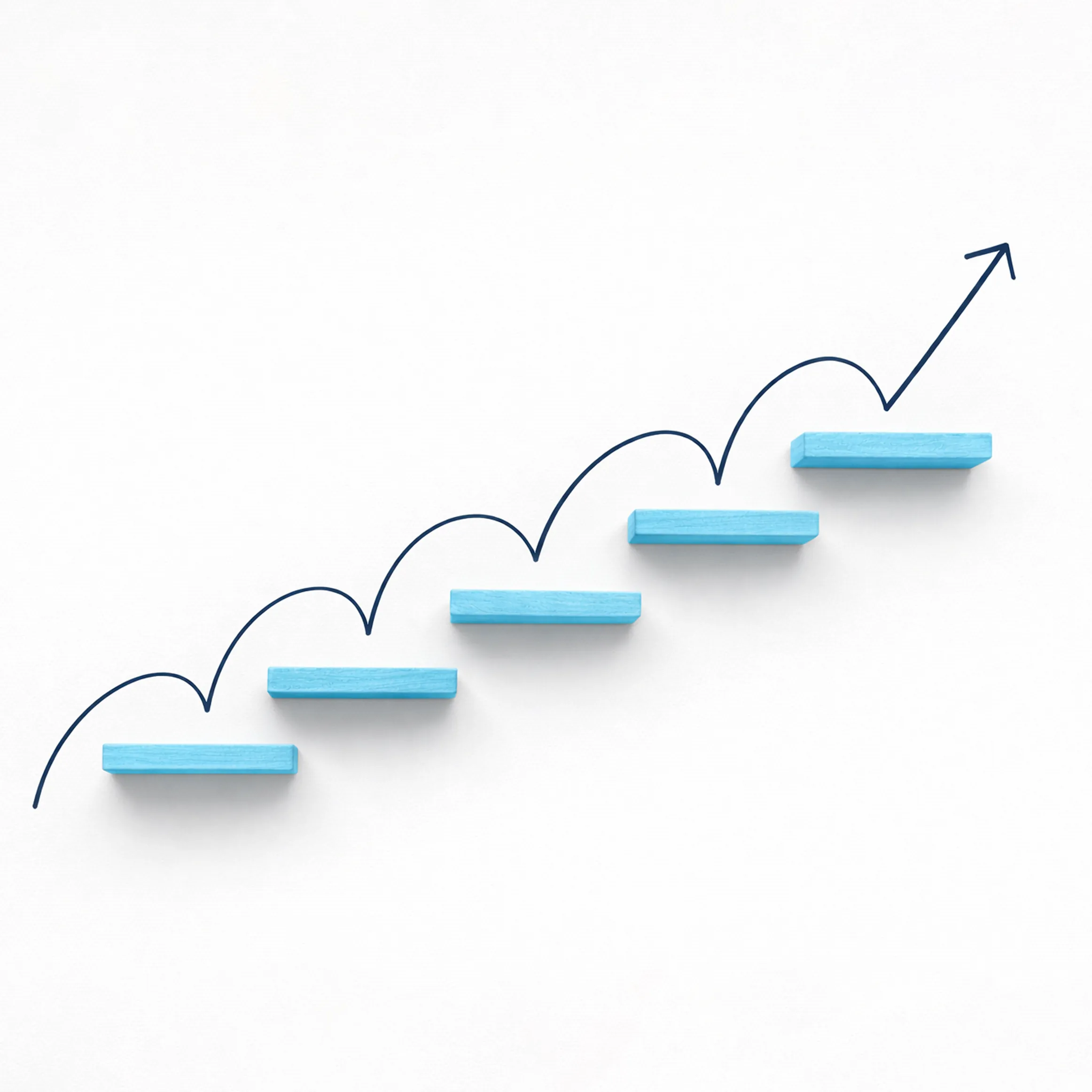 linija koja skakuće po stepenicama i ide na gore što  predstavlja postepen razvoj