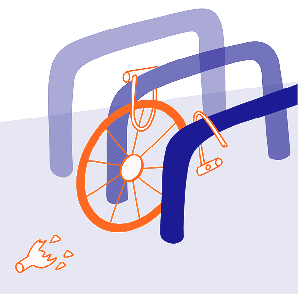 Illustration des restes d'un vélo démonté et d'un cadenas cassé