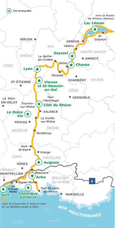 Guides et cartes sur La Viarhôna | Cartovelo