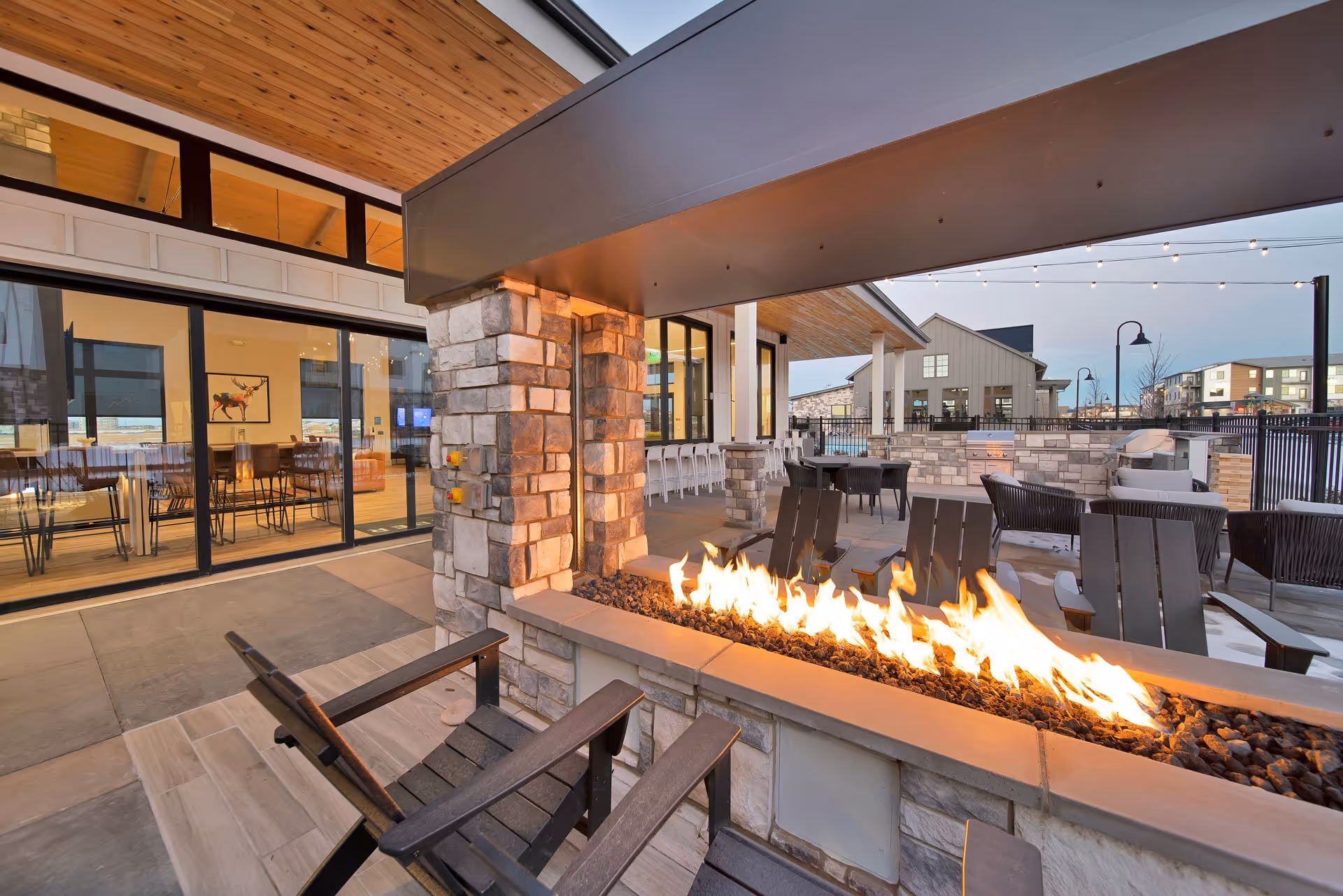 Outdoor fireplace area