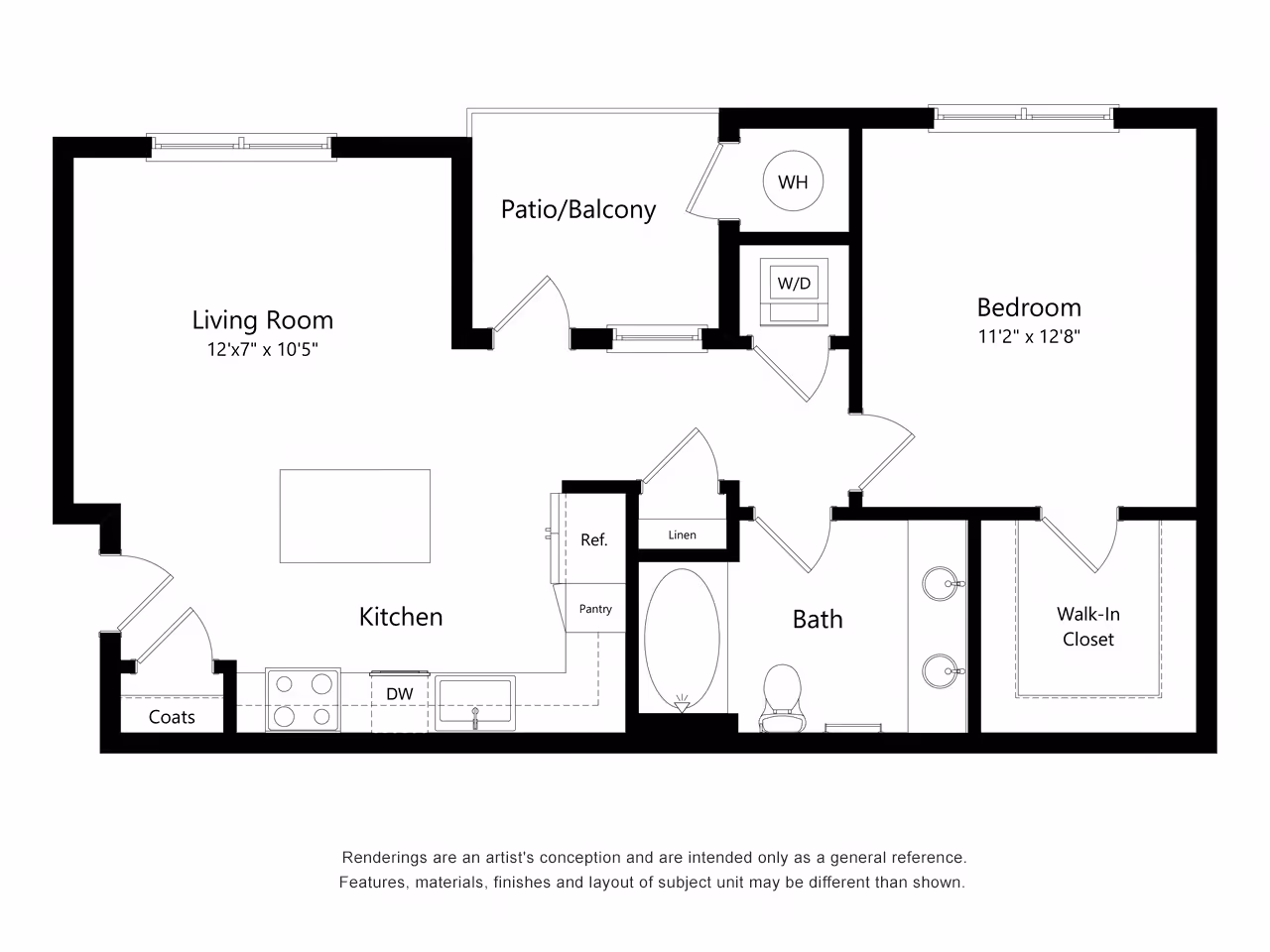 1 Bedroom floor plan layout
