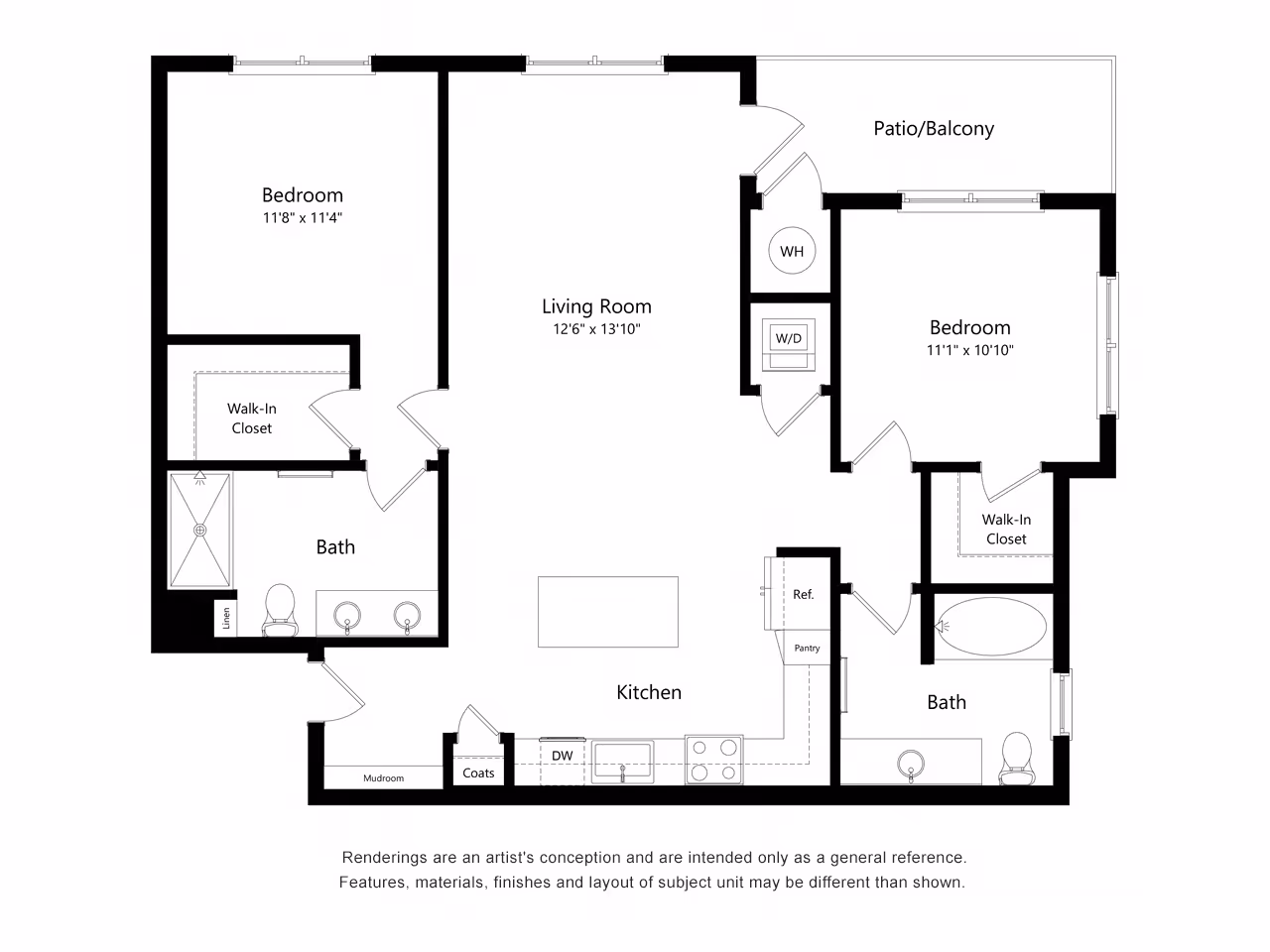 2 Bedroom floor plan layout