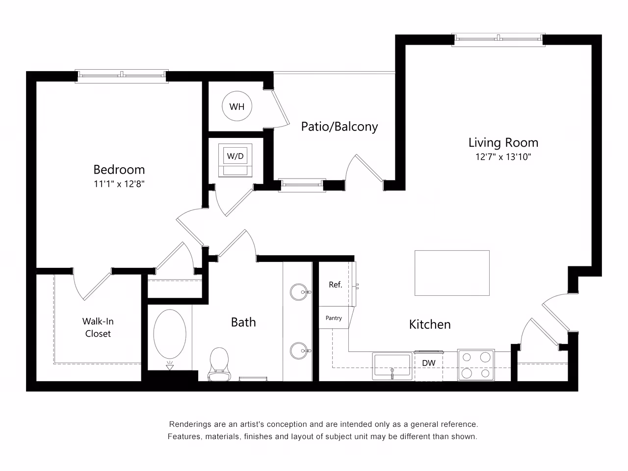 1 Bedroom C floor plan layout