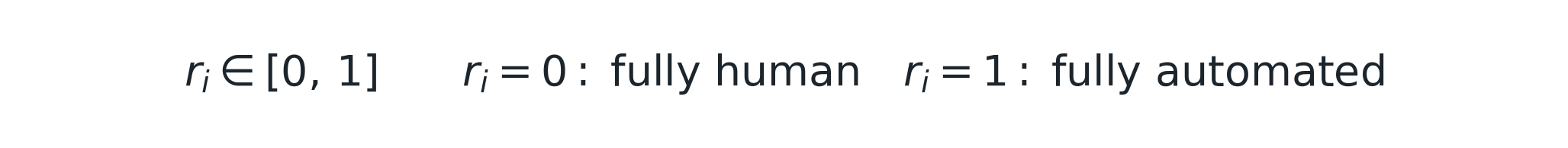 ri ∈ [0, 1]; ri = 0: fully human; ri = 1: fully automated