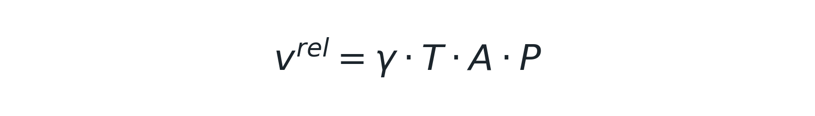 v^rel = γ · T · A · P