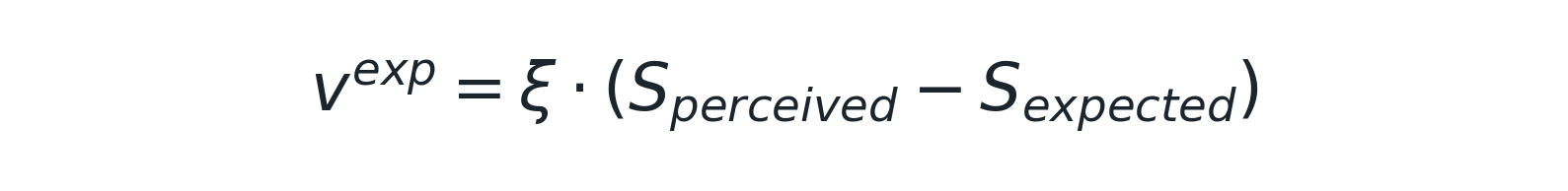 v^exp = ξ · (S_perceived − S_expected)