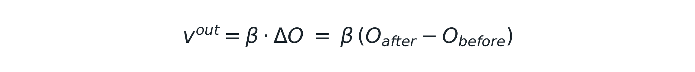 v^out = β · ΔO = β(O_after − O_before)