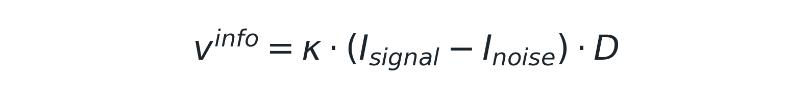 v^info = κ · (I_signal − I_noise) · D