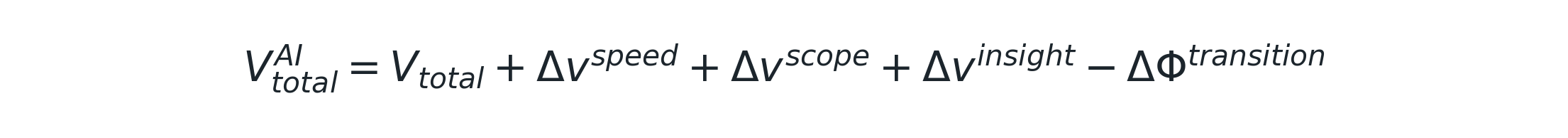V^AI_total = V_total + Δv^speed + Δv^scope + Δv^insight − ΔΦ^transition