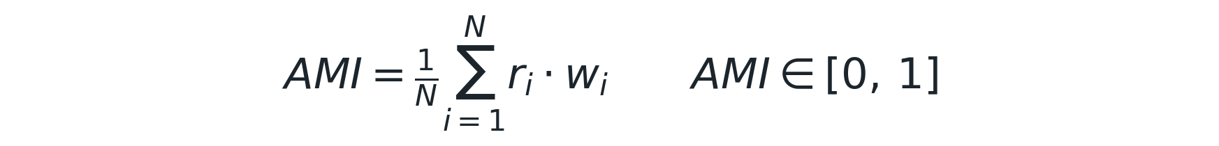 AMI = (1/N) Σ from i=1 to N of ri · wi, AMI ∈ [0, 1]