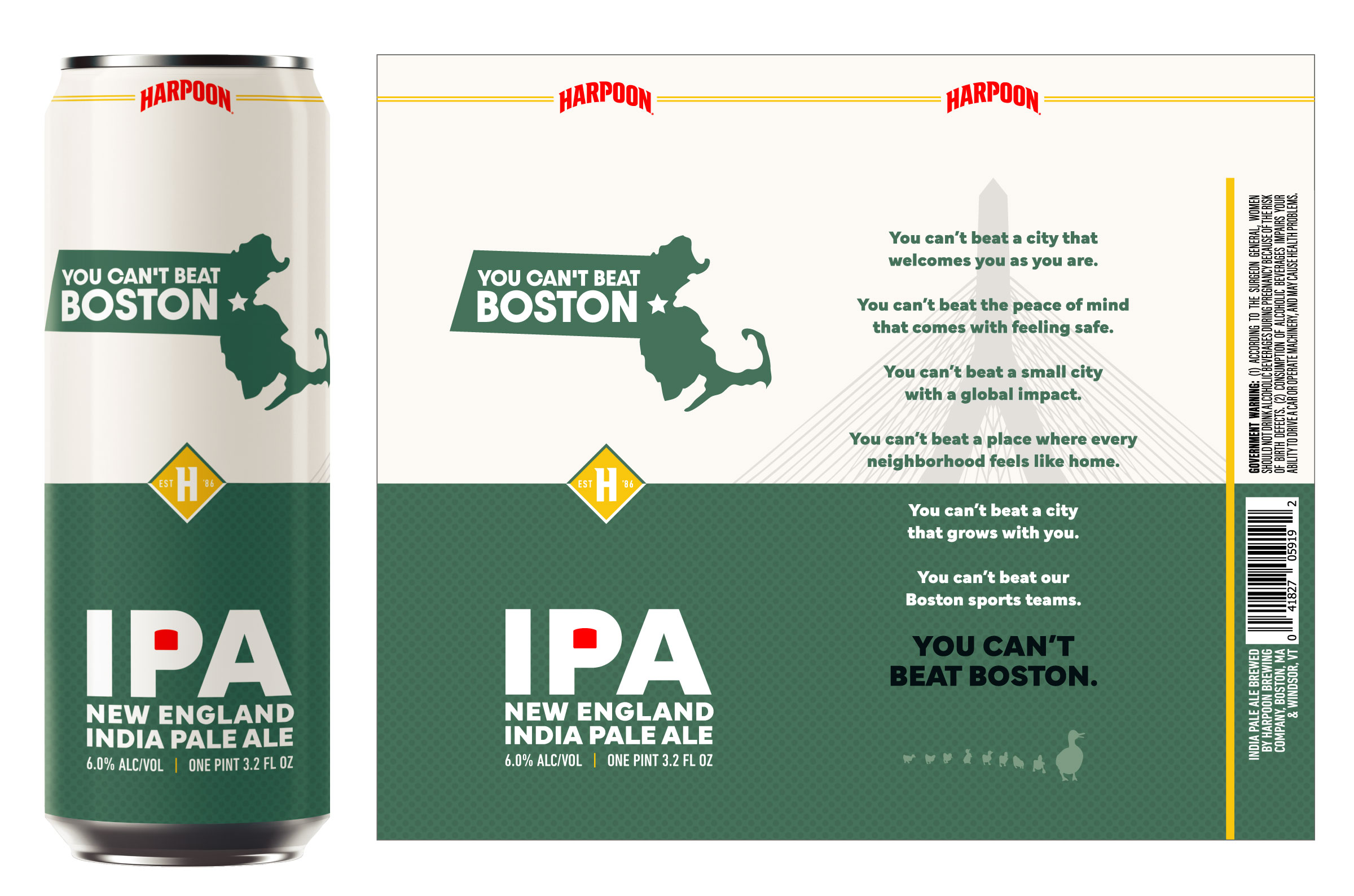 image of beer from Harpoon Brewery, Green and white can