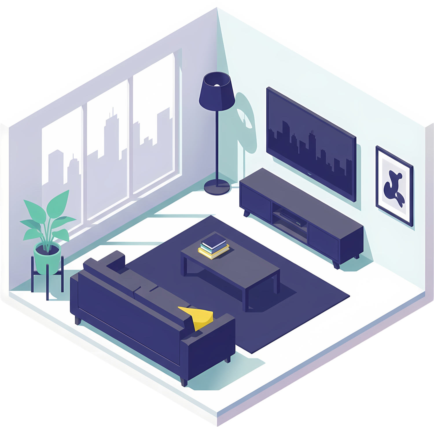 Isometric illustration of a condominium interior