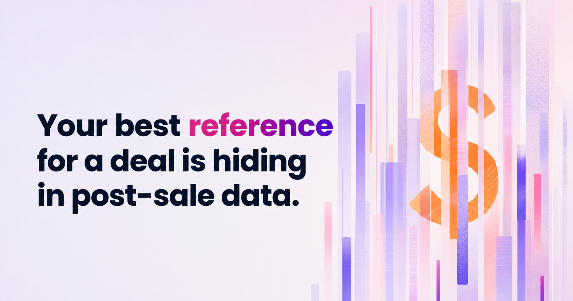 Layered post-sale customer data signals revealing a dollar-sign revenue outcome for a sales reference match.
