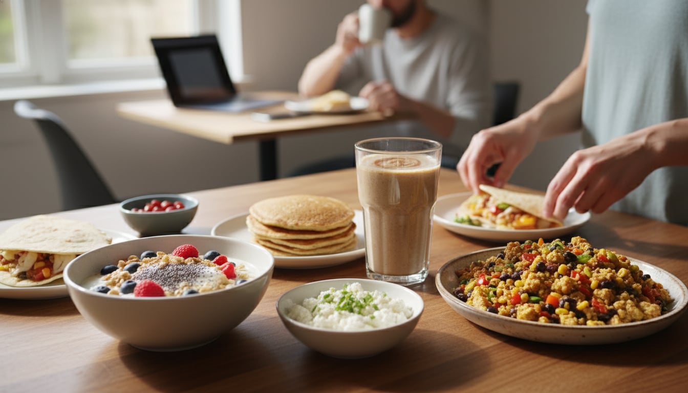 image of high protein breakfast options at the table
