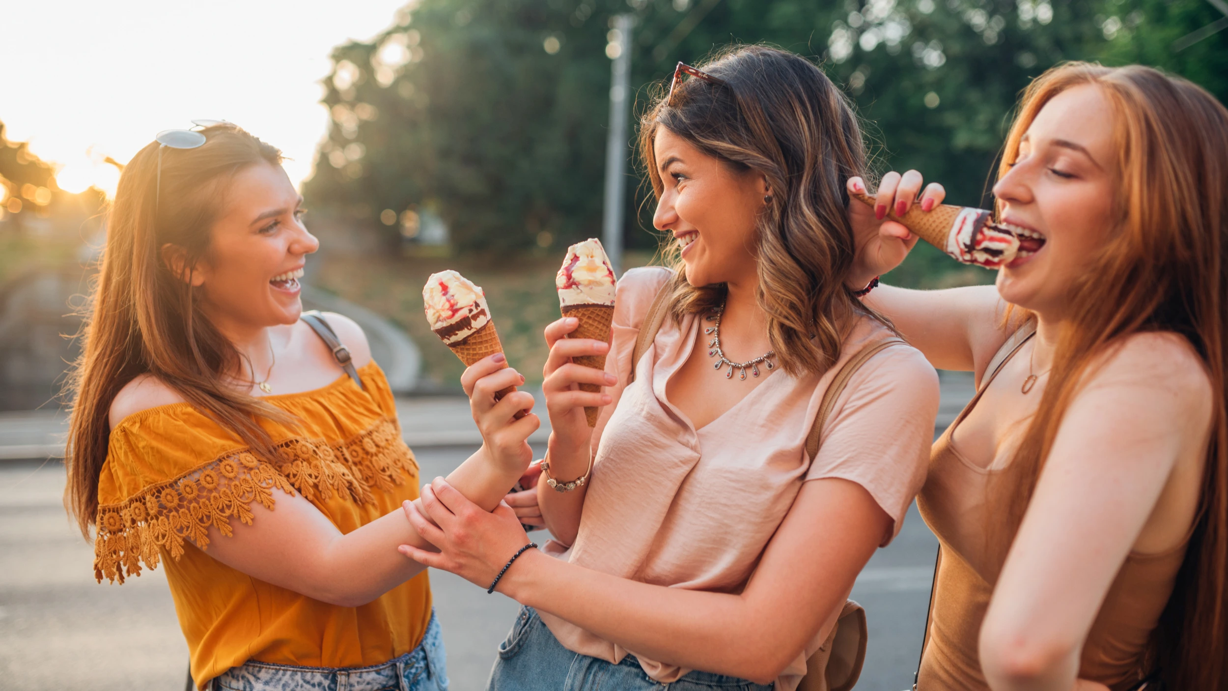 Group of women enjoying ice cream