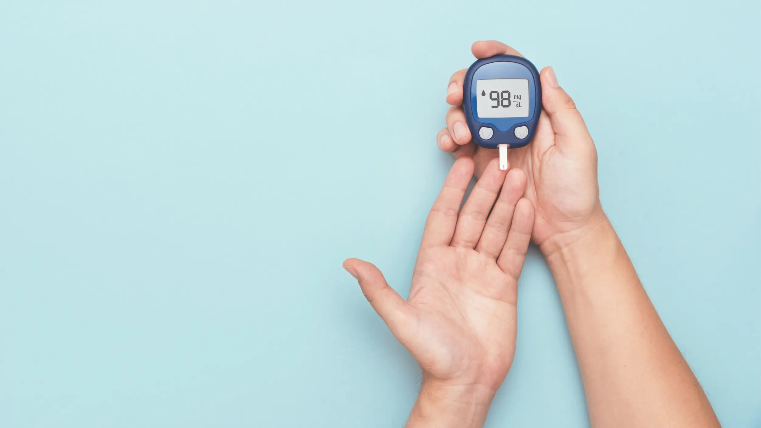 blood sugar A1C reading on blue background