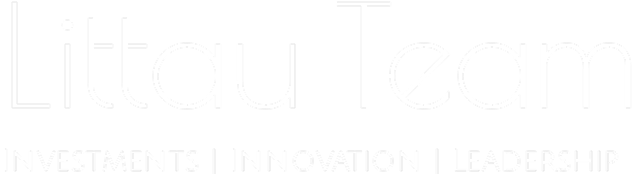 Littau Team logo with the words Investments, Innovation, Leadership on black background.