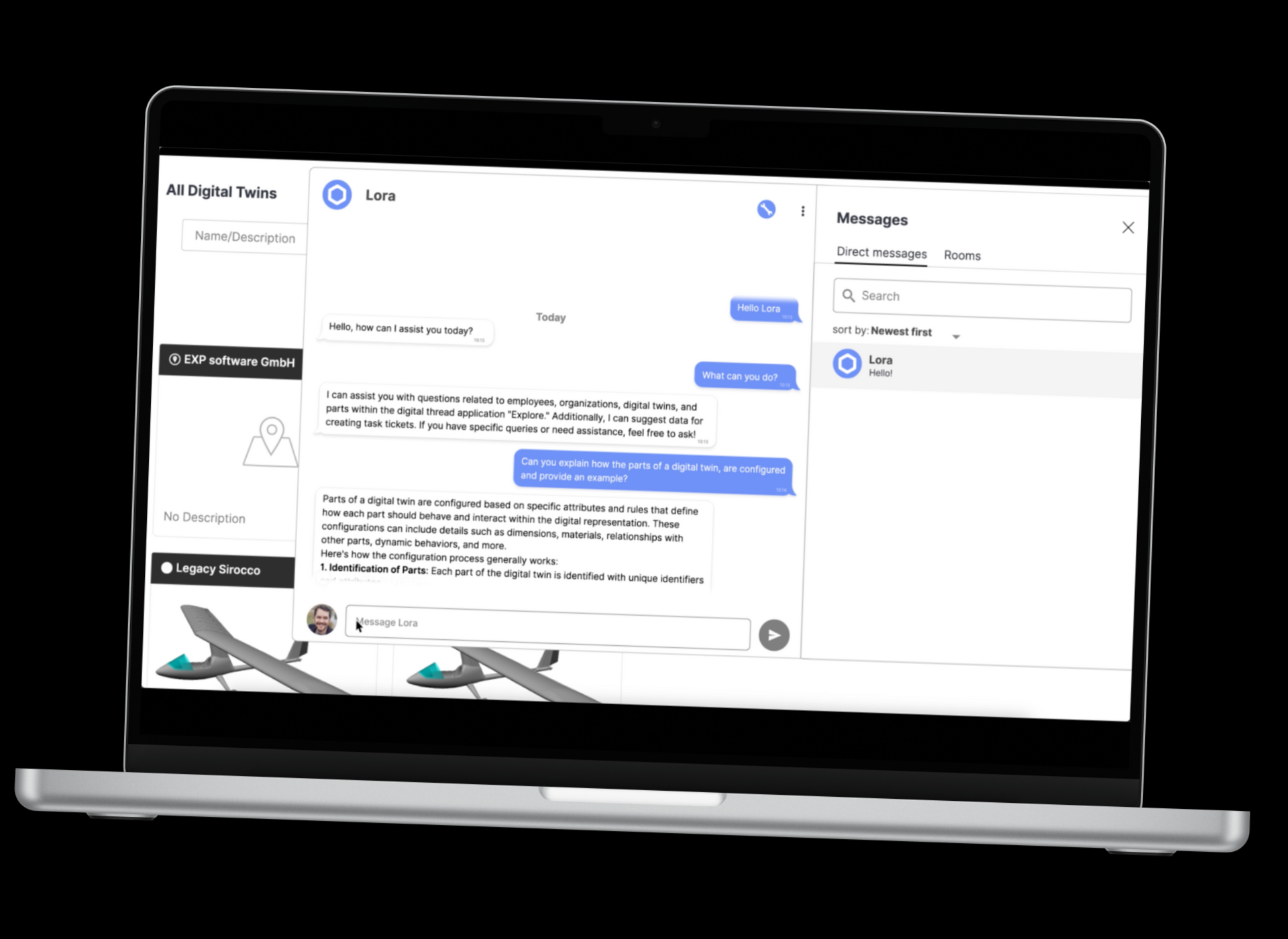 Screenshot des Lora AI Assistant