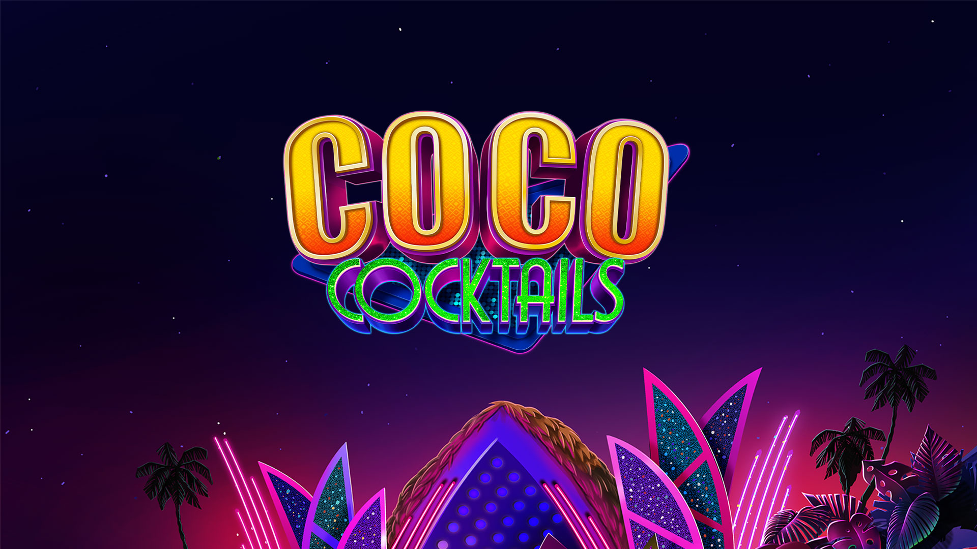 Thumbnail del juego Coco Cocktails de Bravo Games, mostrando la máquina de tragamonedas con temática tropical y colorida
