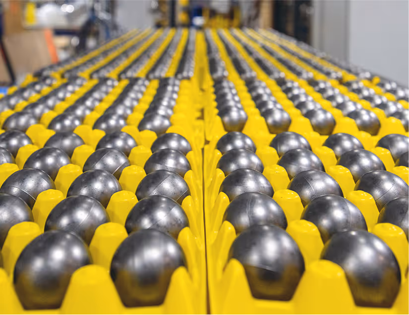 Photo of a tray of large bearings