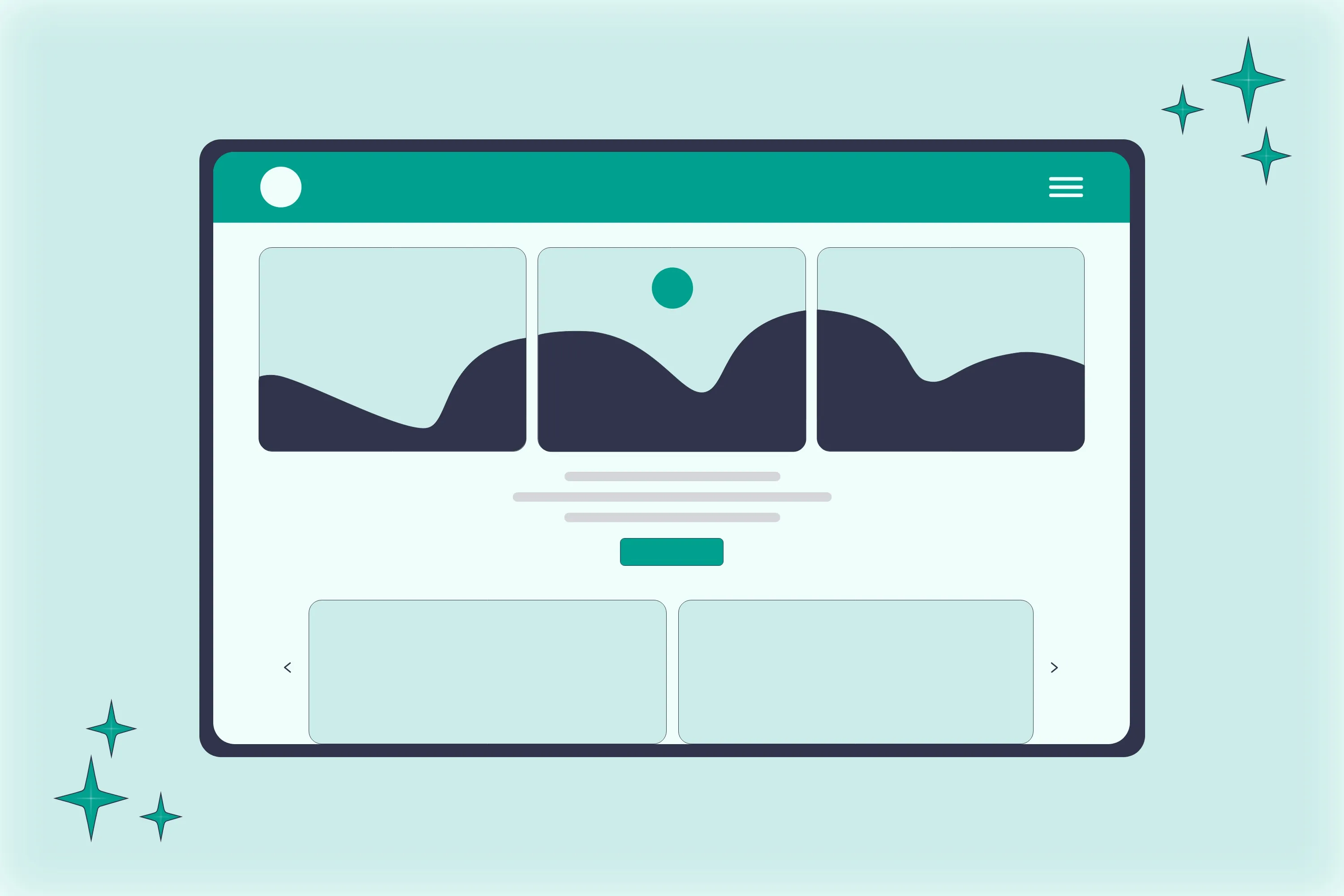 Ilustración de una interfaz de sitio web estéticamente agradable.
