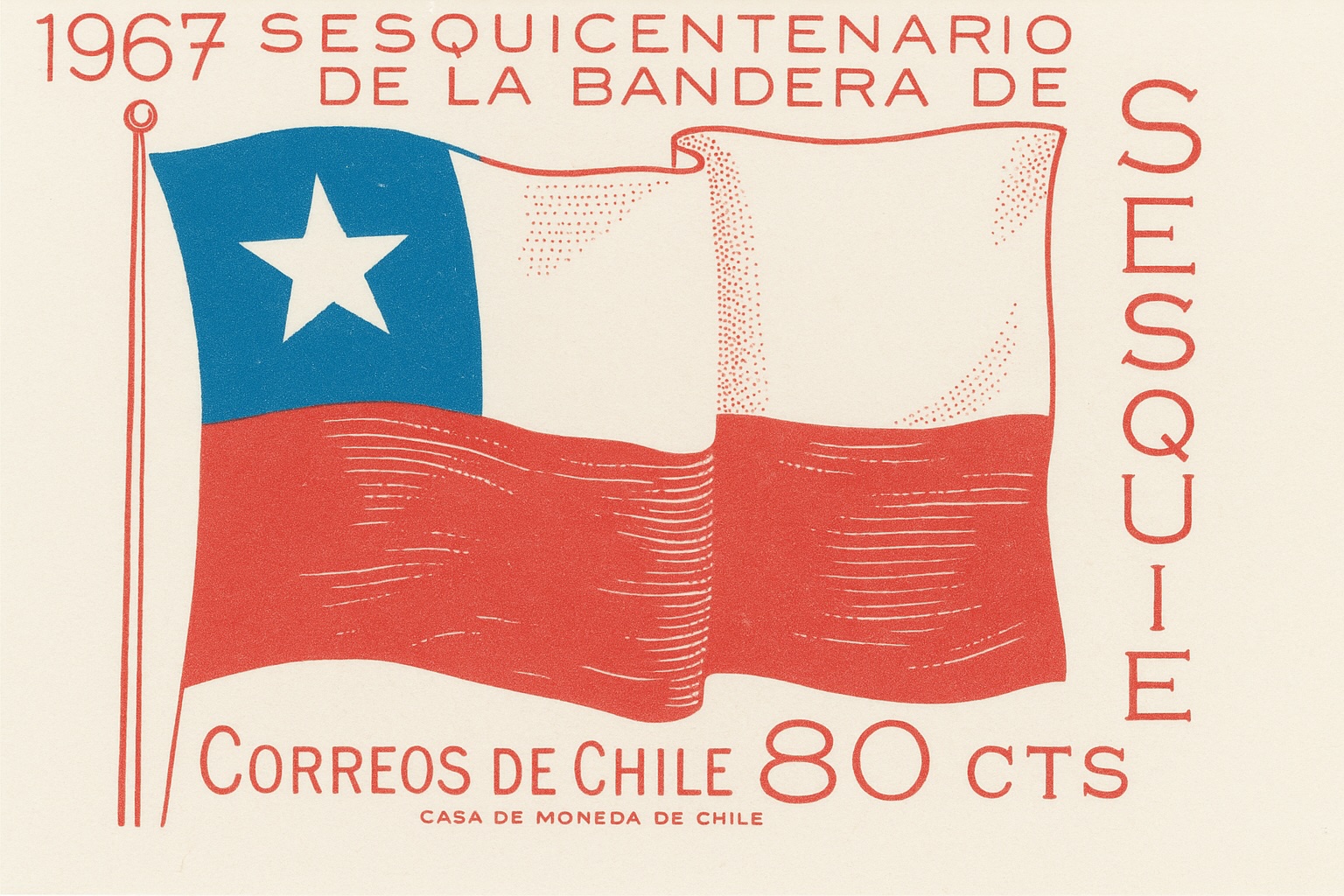 Sello Chileno 1967, iconografía clásica de comunicación y servicio público en Chile.