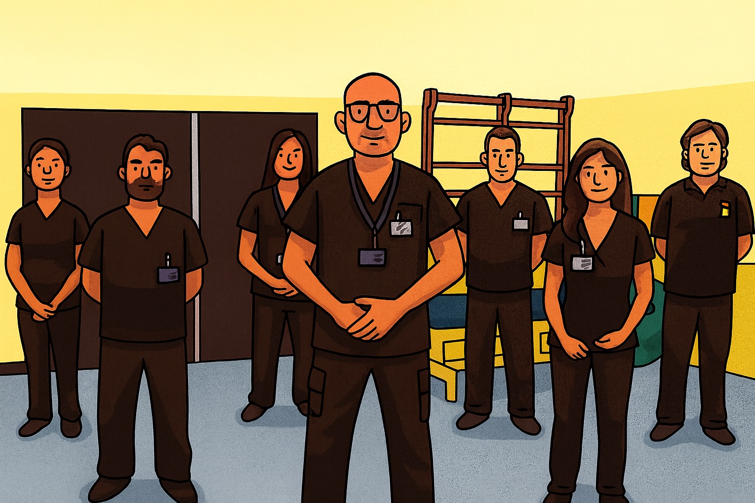 Ilustración del equipo del área de Kinesiologia de la Universidad de Chile