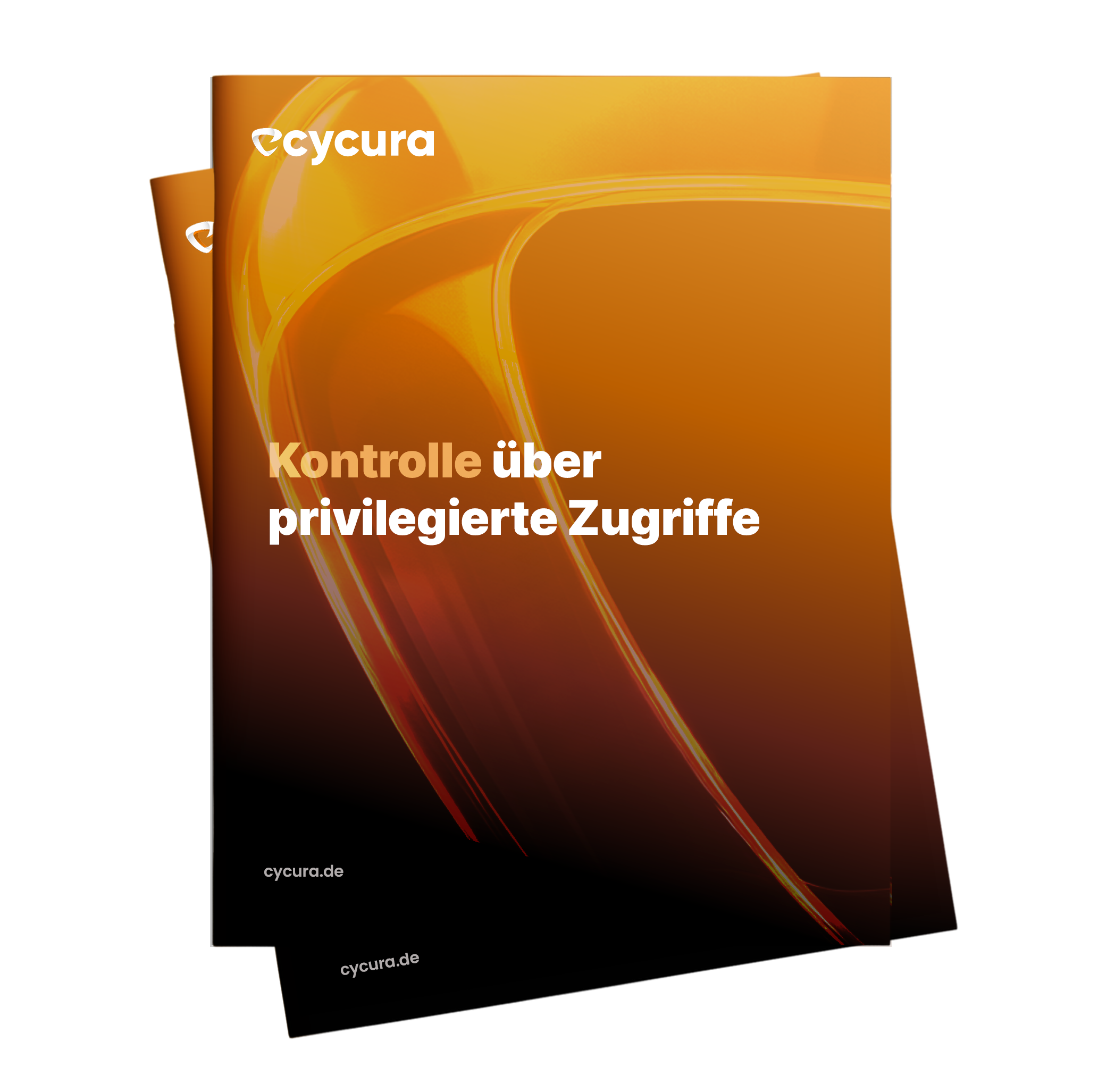 Cover eines Cycura-Dokuments mit dem Titel Kontrolle über privilegierte Zugriffe auf orangefarbenem Hintergrund.