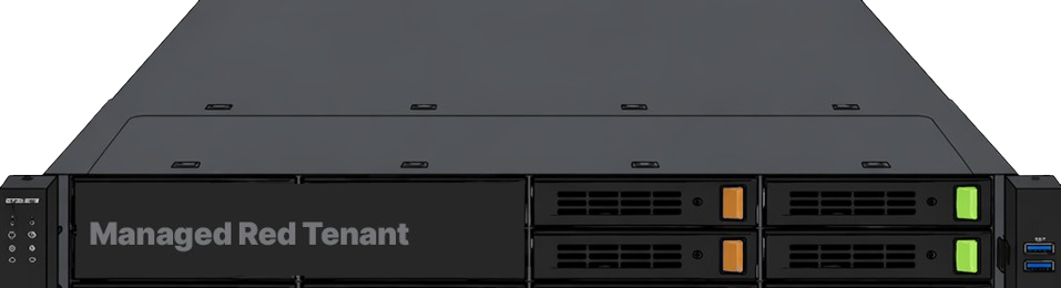 Managed Red Tenant – rack server representing cycura GmbH's continuous Microsoft tenant security monitoring service.