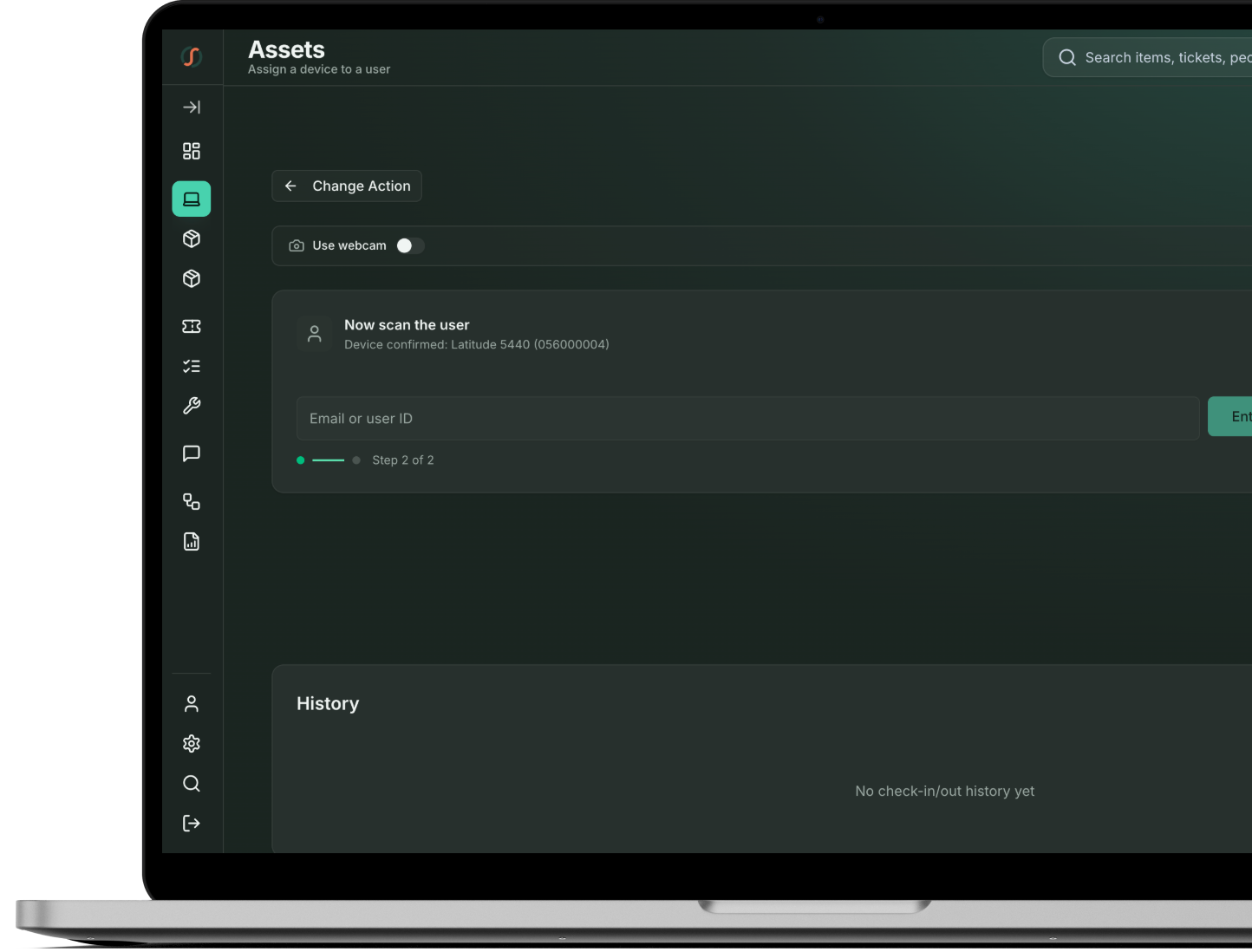 schoolAssets device check in and check out screen