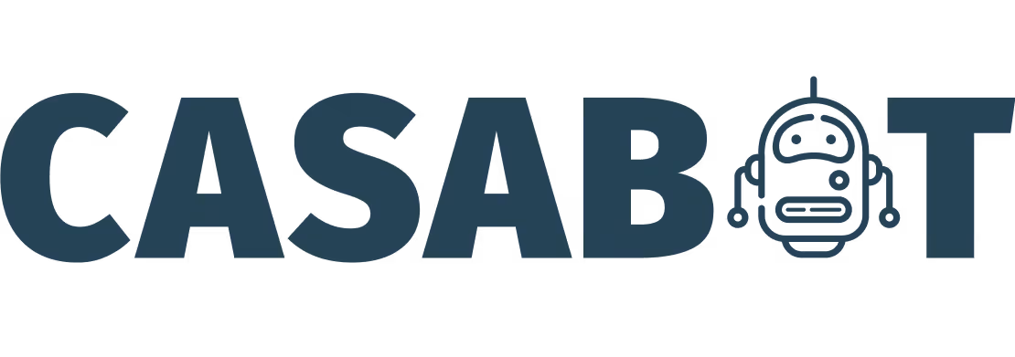 CASABOT text logo with a stylized robot head replacing the letter O.